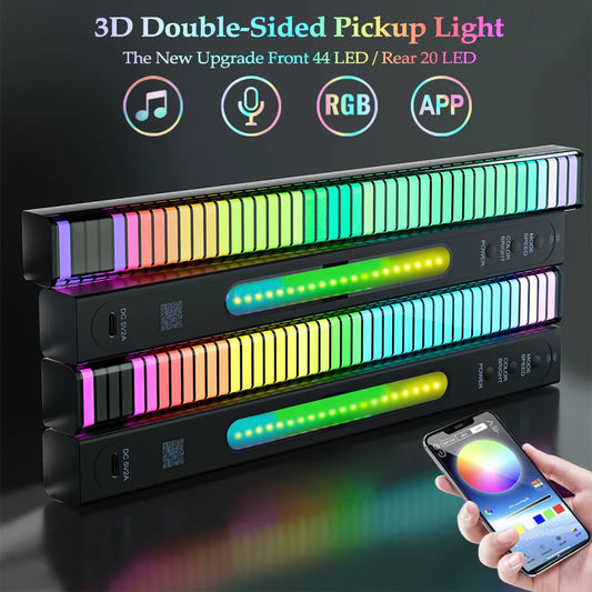 Luces RGB inteligentes LED 3D lámpara ambiental de doble cara Control de aplicación Control de sonido luces de ritmo musical para decoración de TV de juegos de coche